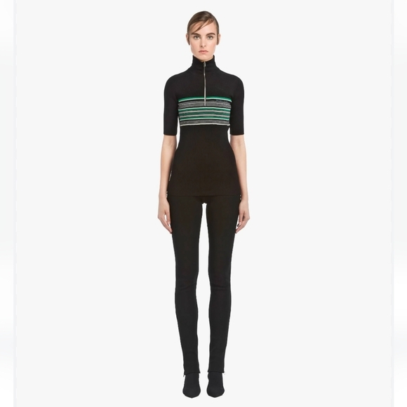 Prada 2018 Collection Silk Zip Front Tee Shirt Size 6 - Picture 14 of 16